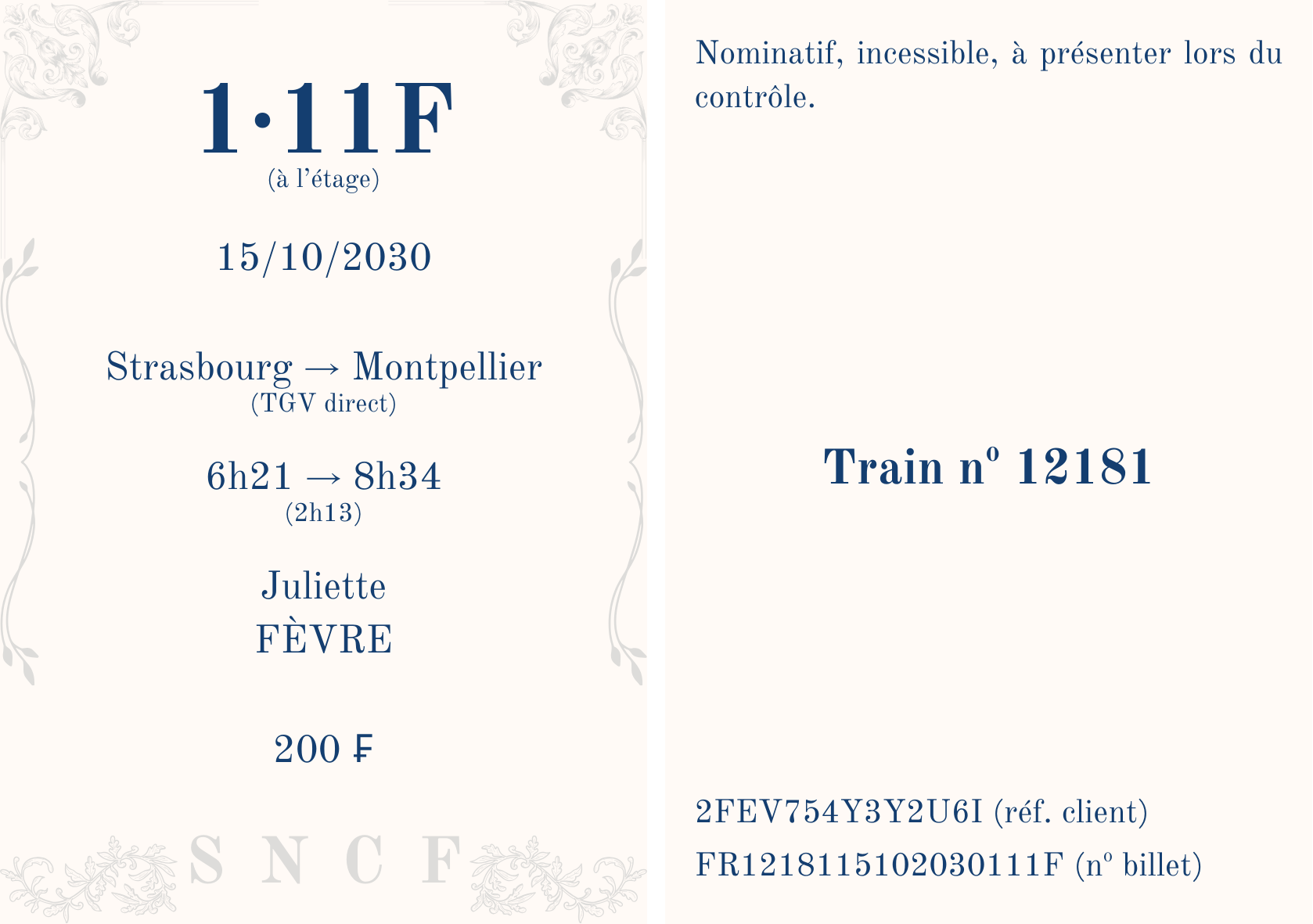 un billet de train sncf nouvelle génération